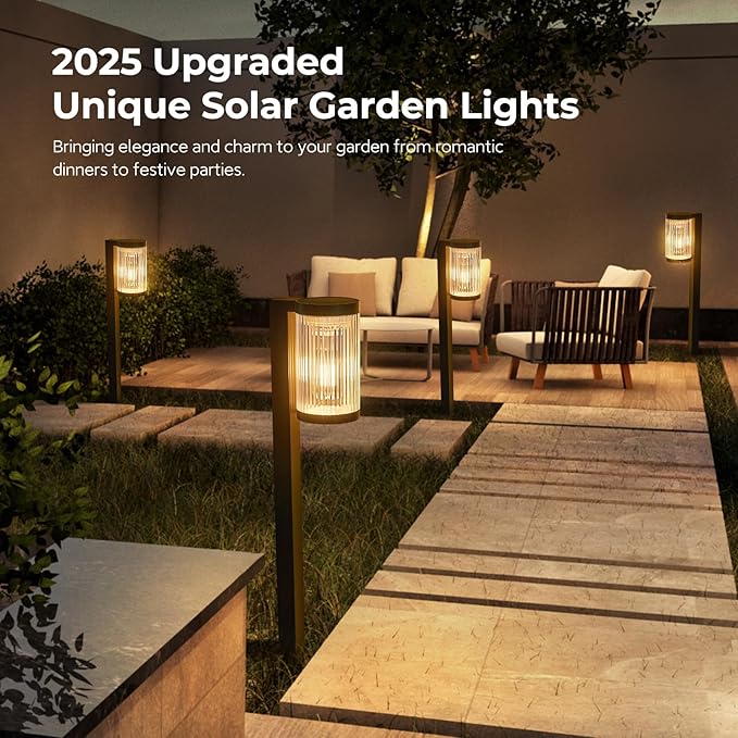 Solar Pathway Lights Outdoor, 4 Pack Upgraded Outdoor Solar Lights for Outside Super Bright Up to 12Hrs, IP65 Waterproof Solar Garden Lights for Yard Landscape Path Walkway Decoration-Ruum Studio Home