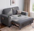 LINSY HOME Loveseat Sofa with Pull Out Couch: 2-in-1 Convertible 2 Seater Sofa Chaise with USB Charging & Cup Holders, Comfy Plush Corduroy Love Seat for Small Spaces Living Room Apartment, Grey-Ruum Studio Home