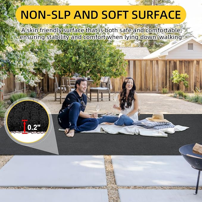 Marine Carpet, 5 FT x 20 FT Black Indoor/Outdoor Carpet, 0.2" Thick, Non-Slip, Waterproof, Machine Made, High Pile, Rectangular Area Rug-Ruum Studio Home