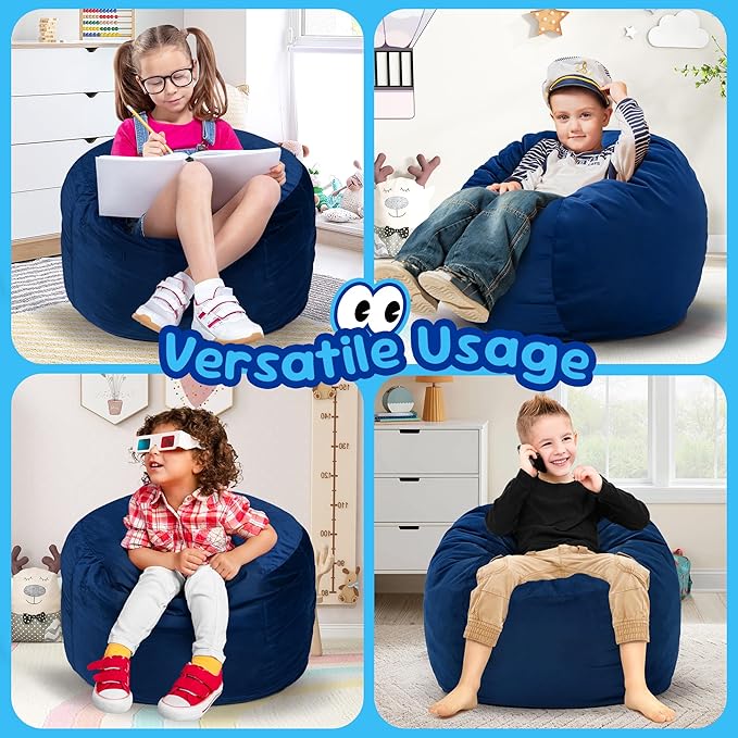 Hobestluk Bean Bag Chairs 2.5FT Bean Bag Chair with Memory Foam Filled & Machine Washable Cover,Beanbag Chair, Small Bean Bag Chairs for Playroom, Living Room, Bedroom-Ruum Studio Home