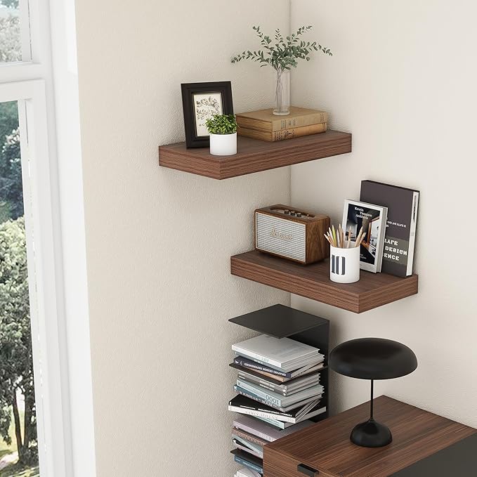 Floating Shelves for Wall - 24 Inch Wide x 12 Inch Deep Floating Shelves Set of 2-24W x 12D Wide Wall Shelf for Living Room Laundry Room Bedroom Kitchen Home Office-Ruum Studio Home