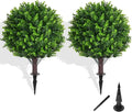 Artificial Topiary Tree with Eucalyptus, Set of 2 Artificial Shrub Bushes with Ground Spike, Fake Evergreen Tree for Porch, Artificial Plants for Outdoor Planters Indoor UV Resistant-Ruum Studio Home