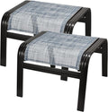 Outdoor Foot Stools Gift for Patio Ottoman Footrest Aluminum Portable Seat Wicker Furniture Stackable Dining Ottoman 2 Pack Blue-Ruum Studio Home