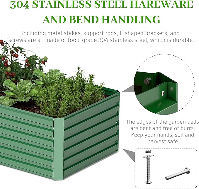8x4x2 ft Outdoor Raised Garden Bed, Large Metal Planter Raised Beds, Planters for Outdoor Plants for Vegetables, Flowers, Herbs, Fruits, and Succulents.(4 Pcs)-Ruum Studio Home