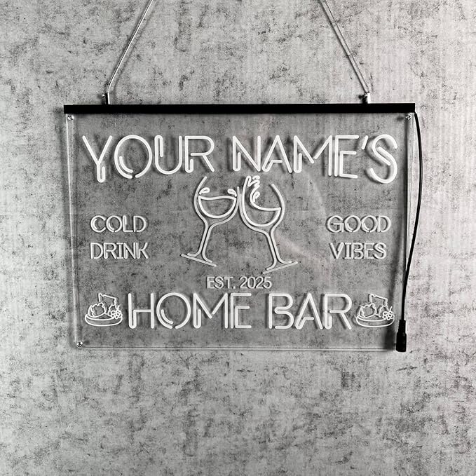 Personalized Bar Signs with Your Name for home wall light up with personalized pub name, man cave accessories, beer themed neon customizable lighted sign