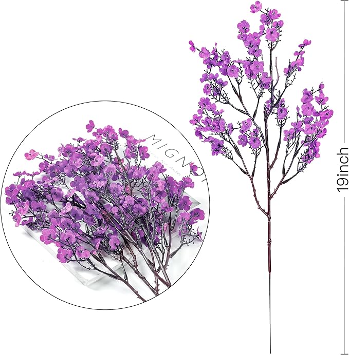 Sggvecsy 6 Pcs Babys Breath Artificial Flowers Gypsophila Bouquets Bulk Real Touch Fake Silk Flowers for Home Wedding DIY Floral Arrangement Kitchen Table Centerpiece Festival Decoration (Purple)-Ruum Studio Home