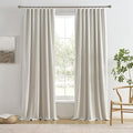 RAIN CITY Natural Birch 70 x 105 2 Panels Extra Wide Linen Blackout Curtains for Track System,Back Tab 70 Inch Wide Pleaetd Drapes with Hooks Room Divider Curtains for Patio Sliding Door Living Room-Ruum Studio Home