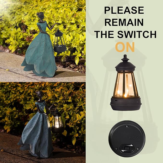 Guichifun Fairy Statues Solar Outdoor Lights - Resin Garden Figurines Decorations for Patio Yard Lawn Decor Housewarming Gardening Gifts for Women Mom 7.4 x 5.3 x 12 Inch-Ruum Studio Home