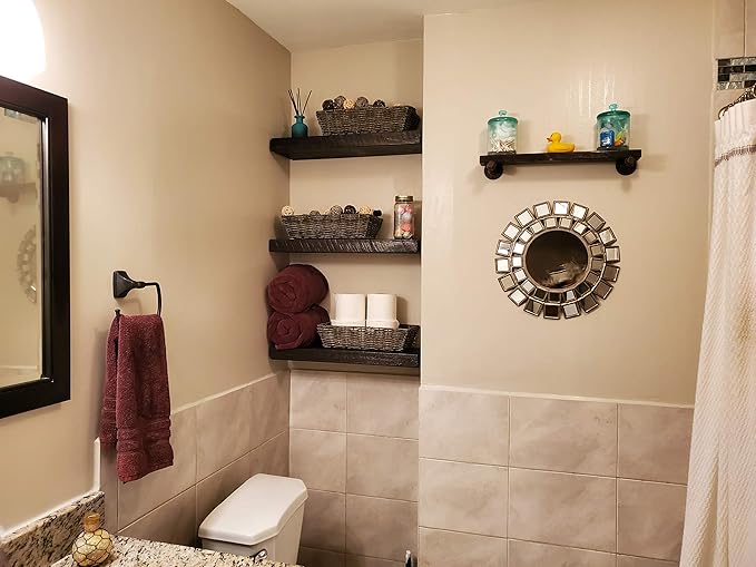 joelsantiques 24 Inch Wooden Floating Shelves for Wall - 24x6x2 in - Made of Natural Wood - Short Heavy Duty Rustic Wall Shelves for Bedroom - Perfect for Bathroom, Kitchen - Mocha-Ruum Studio Home