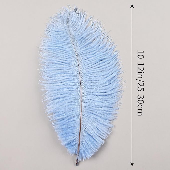 THARAHT Baby Blue Ostrich Feathers 24pcs Natural Bulk 10-12Inch 25cm-30cm for Crafts Wedding Party Centerpieces Easter Gatsbi and Home Decoration Feathers-Ruum Studio Home