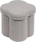 B FSOBEIIALEO Storage Ottoman Cube, Flowers Shaped Ottomans with Storage Foot Stool Footrest for Lving Room, Boucle Ottoman Seat for Dorm Room,Faux Teddy Fur, Grey 12.6"x12.6"x12.6"-Ruum Studio Home