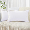decorUhome Chenille Soft Throw Pillow Covers 12x20 Set of 2, Lumbar Velvet Farmhouse Neutral Decorative Euro Pillow Covers with Stitched Edge for Couch Sofa Bed Home Decor, White-Ruum Studio Home