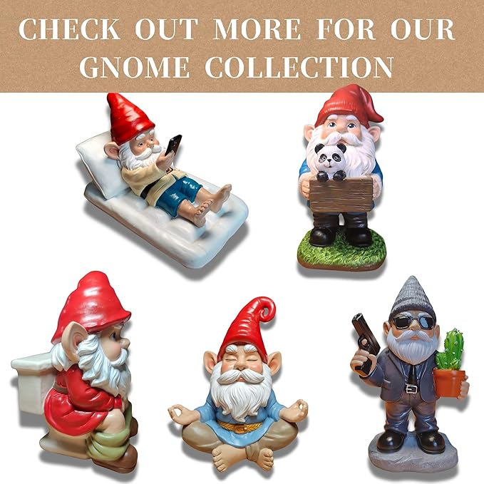 Gnome Decoration for Garden & Home - Professional Hitman Look Statue, Léon Inspired 8.7 Inch Resin Decor, Unique Outdoor Gift for Women/Men-Ruum Studio Home