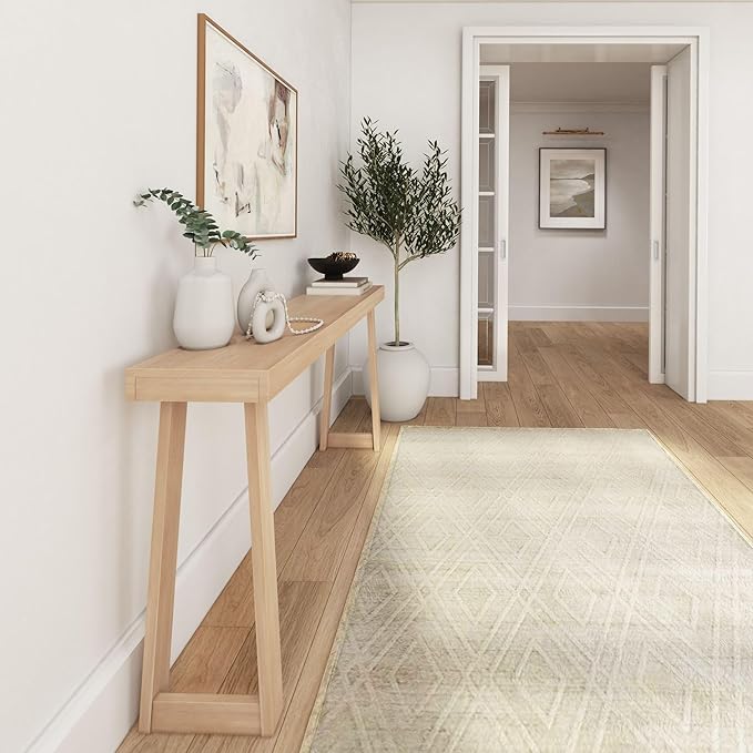 Plank+Beam Solid Wood Console Table, 66 Inch, Sofa Table, Narrow Entryway Table for Hallway, Behind The Couch, Living Room, Foyer, Easy Assembly, Blonde-Ruum Studio Home