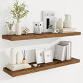 Fun Memories 40" Rustic Wood Floating Shelves with Invisible Brackets for Storage & Decor, Deep Wall Mounted Shelves for Bathroom, Kitchen, Living Room (Brown,Set of 2)-Ruum Studio Home