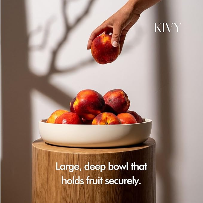 KIVY Concrete Fruit Bowl for Kitchen Counter - Large Decorative Bowl for Home Decor - Modern Fruit Basket for Entryway Table - Concrete Bowl - Decorative Bowls for Home Decor - White Fruit Bowl Decor-Ruum Studio Home