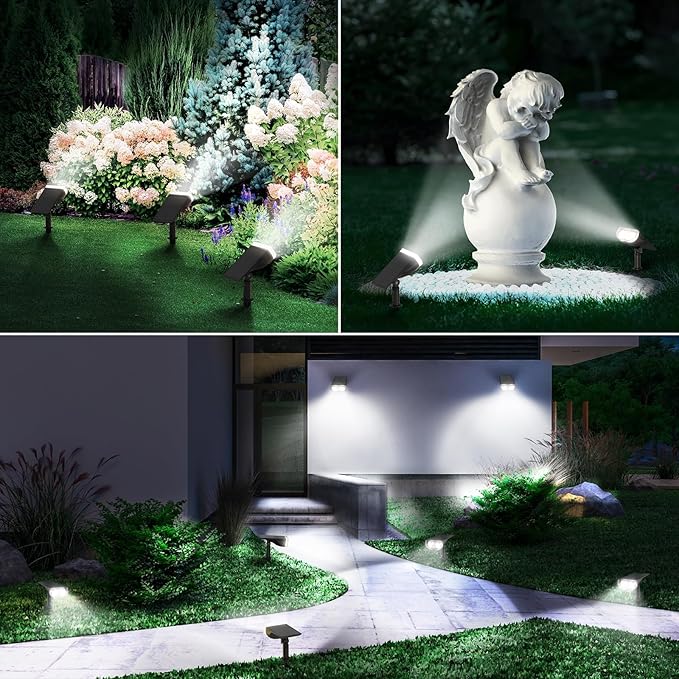 Linkind Solar Lights Outdoor Waterproof IP67, StarRay Dusk-to-Dawn Outdoor Solar Lights, 3 Lighting Modes Solar Spot Lights Outdoor for Garden, Yard, Landscape (Daylight, 2 Pack)-Ruum Studio Home