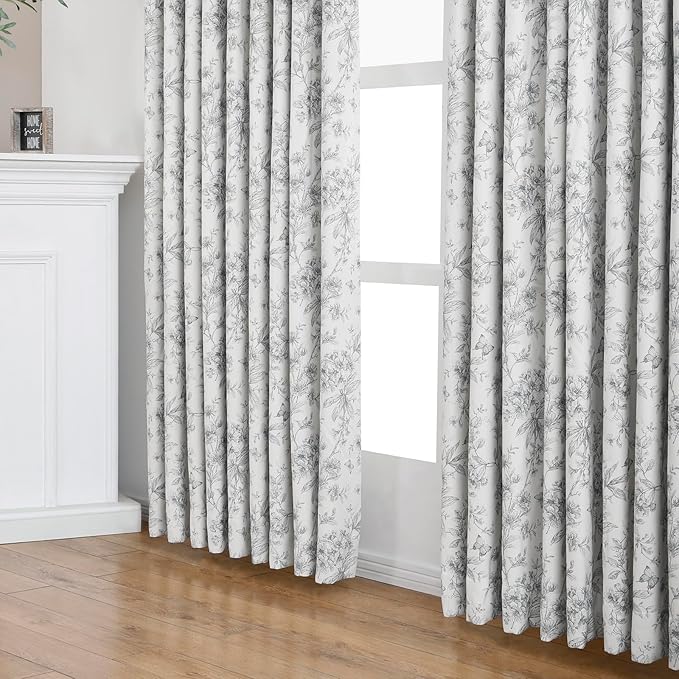 Pinch Pleated Vintage Floral Curtains - Room Darkening Drapes for Bedroom Living Room.2 Panels,52 Inches Wide 82 Inches Long-Ruum Studio Home