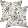 CXMEIFLY Spring Floral Leaves Pillow Covers 18 x 18 Inch Set of 2 for Chinoiserie Flowers Decor Throw Pillows Black and White Seasonal Plant Outdoor Decorative Cushion Cases for Couch Bed Decorations-Ruum Studio Home