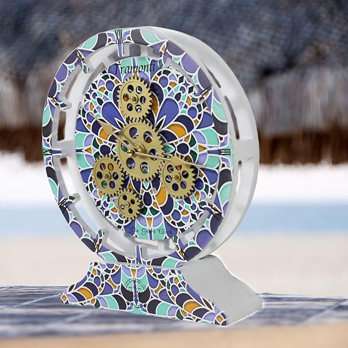 The Gears Clock Wall Clock Italy Collection with Moving Gears (Tramonti, 10 inch Round)-Ruum Studio Home