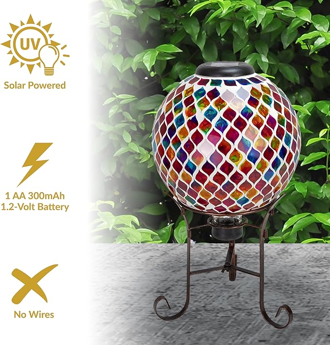 Sunnydaze 10-Inch Solar Gazing Ball for Garden - Glass Outdoor Gazing Globe - Summer Trellis - Set of 2-Ruum Studio Home