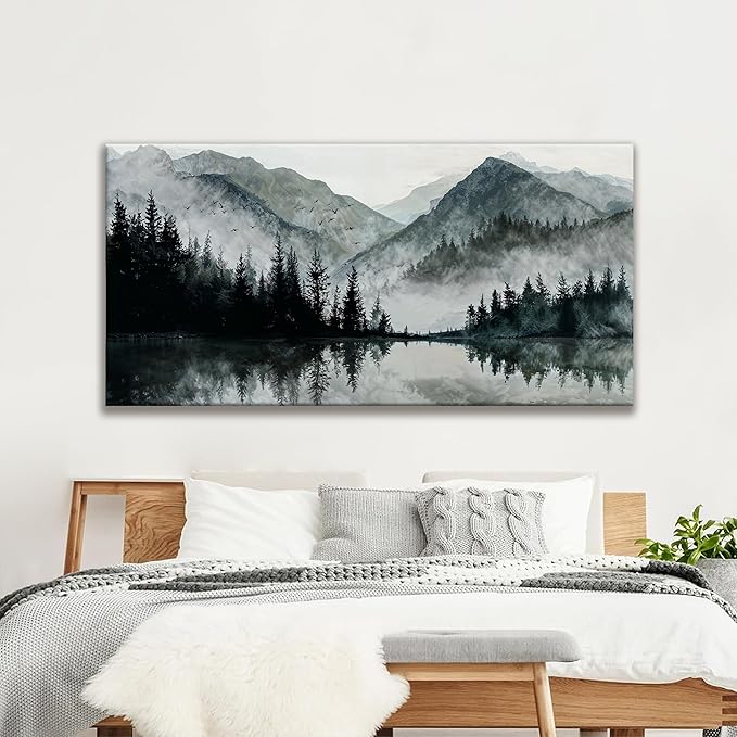Modern Wall Art Natural Home Wall Decorations Canvas Art Wall Decor Prints Mountain Lake View Landscape Large Wall Art For Living Room Bedroom Kitchen Office Artwork Decor 29"×58"-Ruum Studio Home