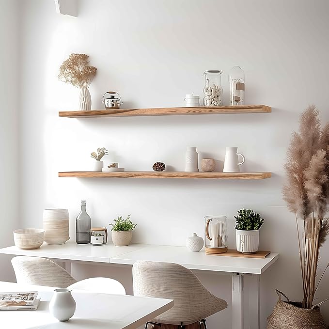 48 Inch Floating Shelves for Wall Rustic Light Wood Wall Shelves for Bedroom Set of 4-Ruum Studio Home