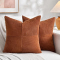 Fancy Homi 2 Packs Rust Samll Decorative Throw Pillow Covers 14x14 Inch with for Couch Bed, Rustic Farmhouse Boho Home Decor, Soft Corss Patchwork Corduroy Square Terracotta Cushion Case 35x35 cm-Ruum Studio Home