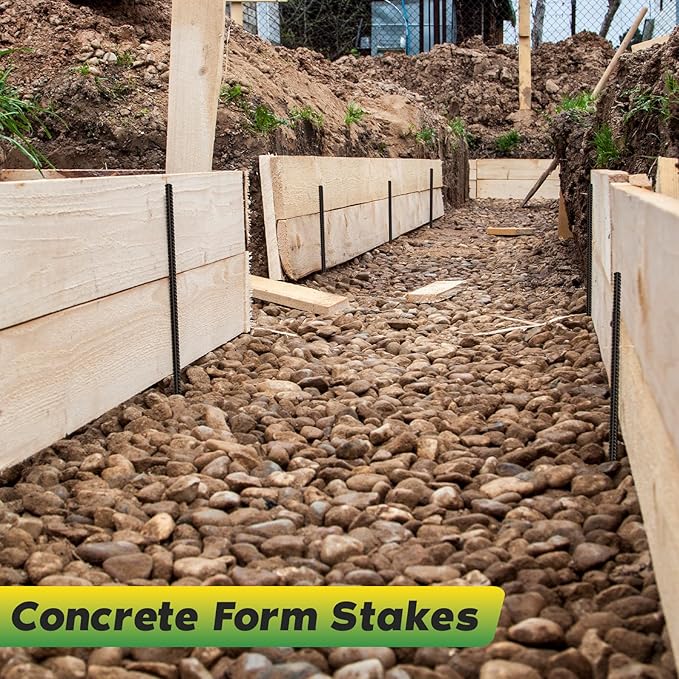 24 inches Straight Rebar Stakes 18-Pack Ground Stake Heavy Duty Metal Steel Spikes for Gardening, Concrete Forming and Camping Tent-Ruum Studio Home