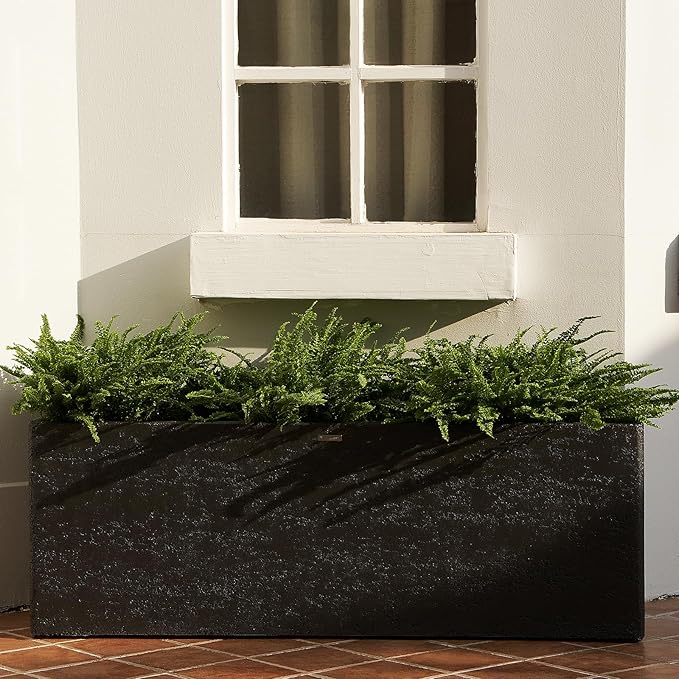 42 Inch Rectangular Concrete Planter（42Lx14Wx15H，58 Pounds）,Durable All-Weather Use with Drainage Holes,Large Rectangular Planter for Outdoor Indoor Plants-Ruum Studio Home
