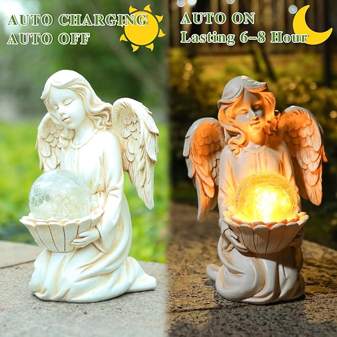 Angel Statue Outdoor Decor, Angel Gardening Gifts with Solar LED Lights-Ruum Studio Home