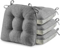 puredown® Chair Cushions for Dining Chairs, Tufted Memory Foam Chair Pads with Non-Slip Backing, Kitchen Seat Cushions with Ties, Washable Seat Pad Set of 4, 15.5" x 15.5" x 4", Dark Grey-Ruum Studio Home