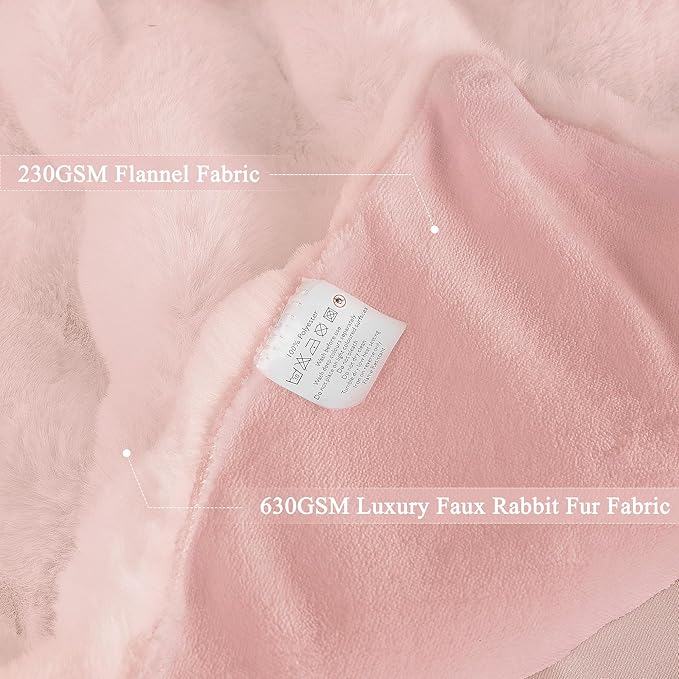 Pink Cozy Faux Fur Twin Blanket for Living Room Bedroom 60x80 Thick Ultra Soft Fuzzy Throw Blanket Fluffy Furry Bed Comforter Home Gifts 860 GSM-Ruum Studio Home