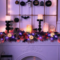 SHareconn 2 Pcs 9FT Halloween Garland with Purple Lights Battery Operated and Timer, Pre-Lit Black Red Maple Leaves Lighted Garland Decorations for Fireplace Mantle Centerpiece Indoor Outdoor Decor-Ruum Studio Home