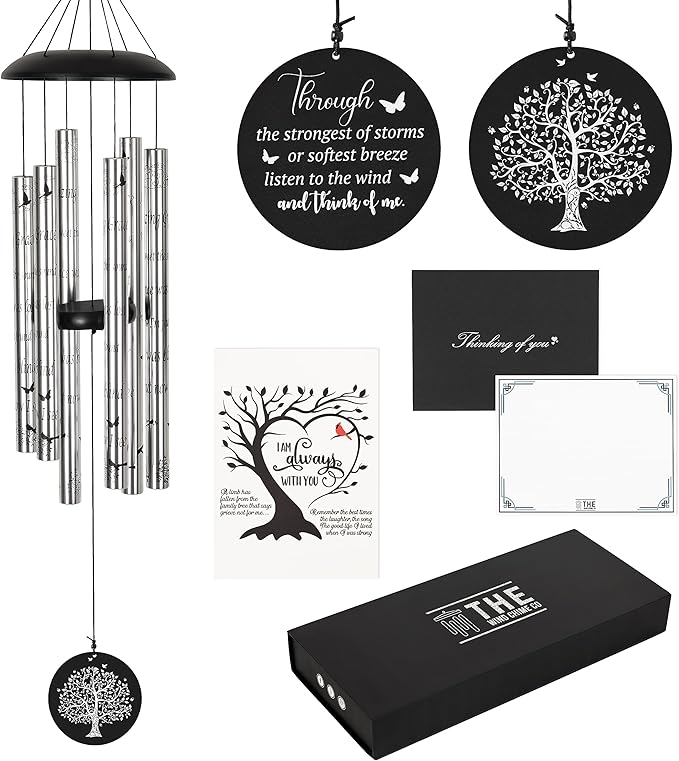 The Wind Chime CO Deep Tone Sympathy Wind Chime with 6 Andonized Aluminum Tubes Tuned Soothing Melody, Memorial Wind Chimes for Outside Decoration (Patio, Graden, Yard) 40"-Ruum Studio Home