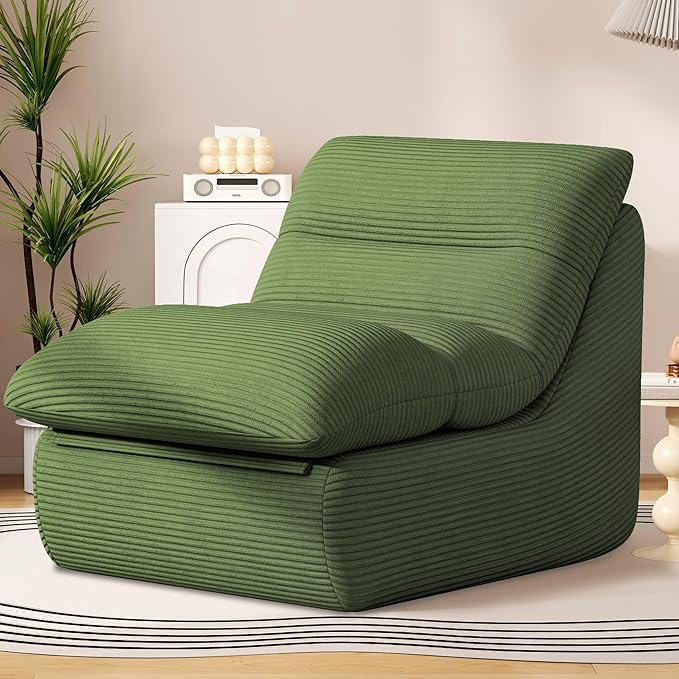 Misolant Bean Bag Chairs，Big Corduroy Fabric Sofa Bean Bag Chair for Adults and Teens with High-Resilience Sponge, Non-Slip Base Floor Lounge Sofa for Home, Living Room, Bedroom, Gaming Green-Ruum Studio Home