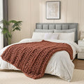 Esterra Chunky Knit Blanket Throw, 100% Handmade Chenille Throw Blanket 50"x60", Soft Thick Yarn Cable Knit Crochet Throw Blanket Rope Knot Throw for Couch Bed Sofa, Copper Brown-Ruum Studio Home