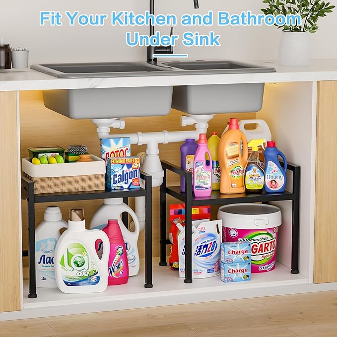 17.3 Inches Metal Storage Shelves,150LBS Heavy Duty Shelving Units and Storage For Small Appliance,Adjustable Utility Storage and Organization Shelf Rack For Kitchen Cabinet Closet Under Sink Pantry-Ruum Studio Home