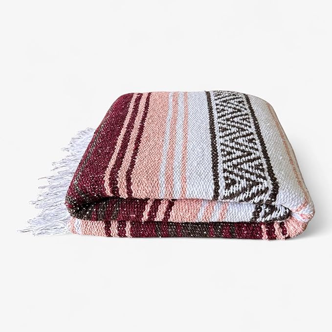 Traditional Handwoven Mexican Blanket, Large Falsa Serape - Soft & Durable Yoga Blanket - Vibrant Beach, Picnic & Camping Blanket - Lightweight Boho Throw 70"x50"-Ruum Studio Home