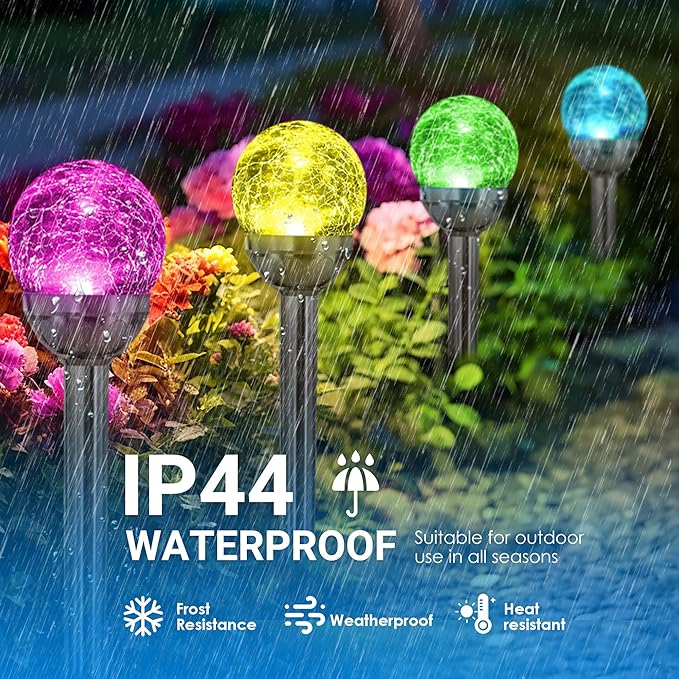 SOLPEX Solar Garden Lights Outdoor, 6 Pack Multi-Color Changing&White 2 Modes Solar Powered Glass Ball Garden Lights, Waterproof for Patio Decoration-Ruum Studio Home