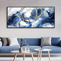 AJAZIKO Blue Abstract Canvas Wall Art Modern Wall Decor Artwork for Walls Living Room Large Painting Office Pictures for Wall Navy Gold Contempor Decorations for Bedroom-Ruum Studio Home