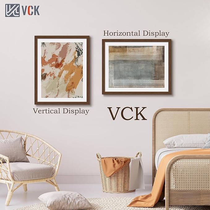 VCK 22x28 Picture Frame 3 Pack, Brown Wood Poster Frame with Exclusive Wood Grain, Wall Mounting Hanging-Ruum Studio Home