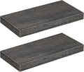 HOOBRO Floating Shelves for Wall, Wall Mounted Shelf Set of 2, 15.7" Hanging Shelf with Invisible Brackets, for Wall in Bathroom, Bedroom, Toilet, Kitchen, Living Room, Office, Charcoal Gray BC40BJ01-Ruum Studio Home