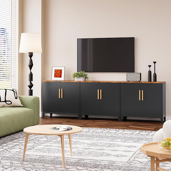 SISESOL Black Storage Cabinet with Doors and Shelves,30 inch Pantry Cabinet Sideboard with Leg,Small Accent Cabinets with Storage,Side Floor Cabinets for Home,Kitchen,Coffee Bar,Dining/Living Room-Ruum Studio Home