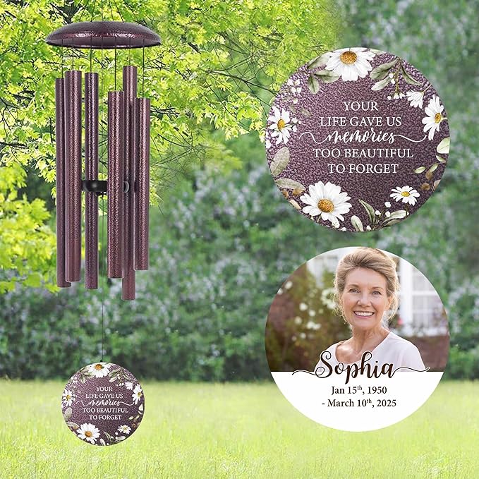 ASTARIN Personalized Deep Tone Wind Chime Memorial, Customized Sympathy Wind Chimes, Memory Wind Chimes for Loved Ones Lost, Bereavement Gifts Windchimes Outdoor-Ruum Studio Home