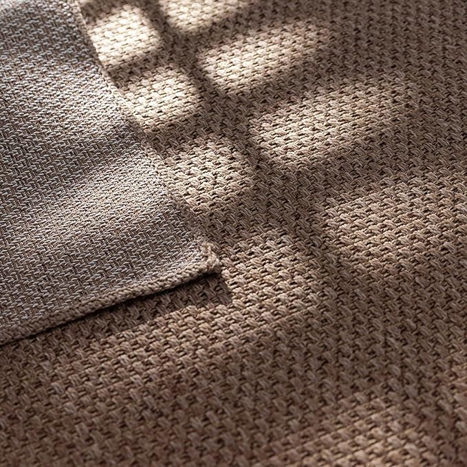 CAMILSON Easy Jute Rug 9x12, Large Indoor Outdoor Natural Color Farmhouse Area Rugs for Living Room Patio and Kitchen Rug, Solid Boho Woven Design, Easy-Cleaning, Washable Outside Carpet (9 x 12)-Ruum Studio Home