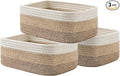 Small Woven Basket, 13.5 x 9.5 x 5 Inches, Storage Basket for Organizing, Cute Small Rope Shelf Closet Cube Storage Bins Baskets for Shelves, Dog Toy Gift Baskets Empty, 3 Pack Gradient Brown-Ruum Studio Home