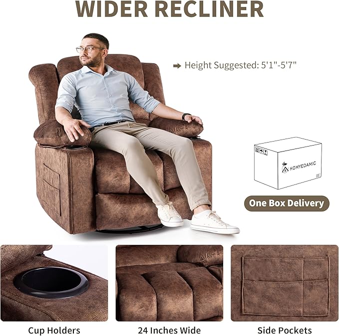 Recliner Chair Rocker Modern Ergonomic Lounge 360 Degree Swivel Single Sofa Seat Living Room Lounge Recliners on Clearance Foam Filling-Ruum Studio Home