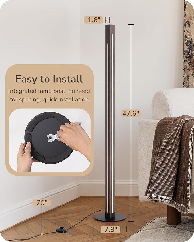 EDISHINE Floor Lamps for Living Room, Upgraded Dual-Sided Lighting, Wooden Corner Floor Lamp, LED Corner Lamp with Remote/Foot Control, 7CCT & Dimmable Standing Lamp for Bedroom, Office, Dark Walnut-Ruum Studio Home