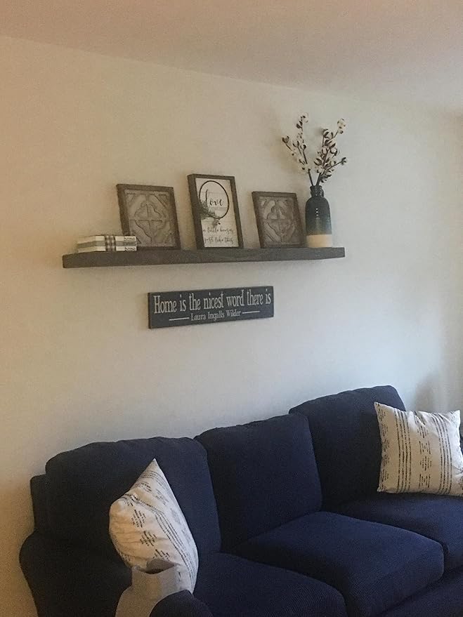 joelsantiques 42 Inch Wooden Floating Shelves for Wall - 42x6x2 in - Made of Natural Wood - Long Heavy Duty Rustic Wall Shelves for Bedroom - Perfect for Living Room, Kitchen - Gray - Grey-Ruum Studio Home